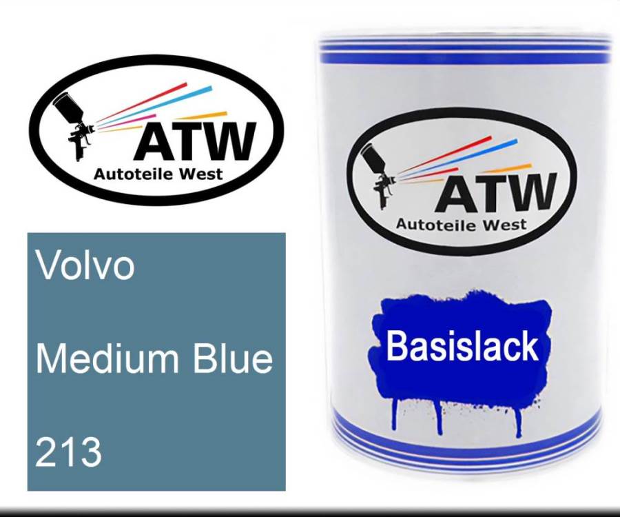 Volvo, Medium Blue, 213: 500ml Lackdose, von ATW Autoteile West.